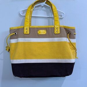 Kate Spade Yellow and Black Striped Tote